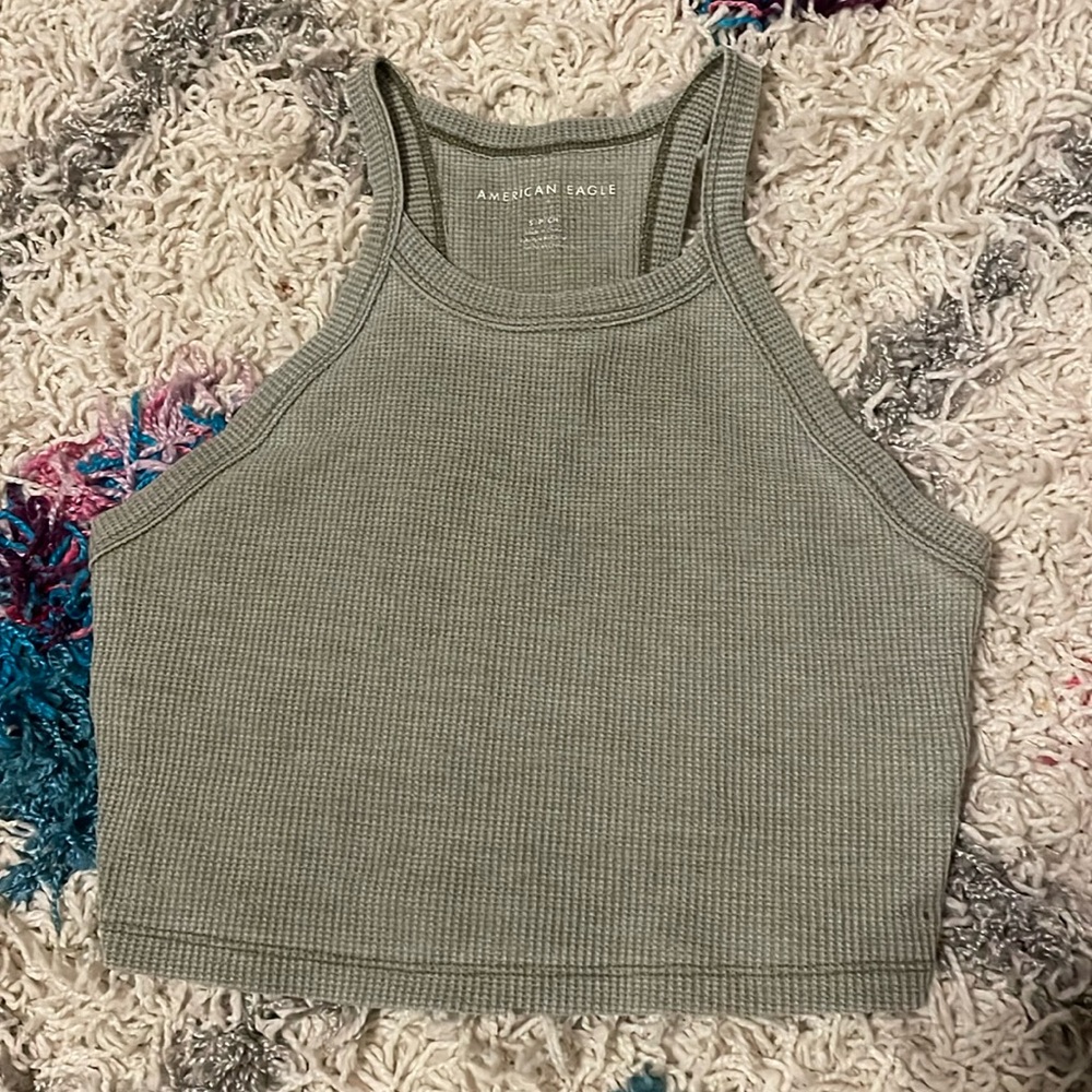 sage green cropped American Eagle top